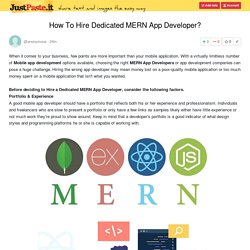 How To Hire Dedicated MERN App Developer?