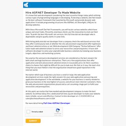 Hire ASP.NET Developer To Made Website
