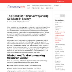 The Need for Hiring Conveyancing Solicitors in Sydney