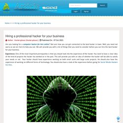 Hiring a professional hacker for your business