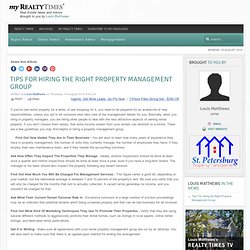 Tips For Hiring the Right Property Management Group