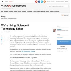 We're hiring: Science & Technology Editor
