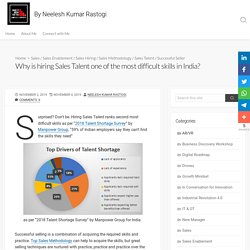 Why is hiring Sales Talent one of the most difficult skills in India?