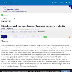 Hiroshima and two paradoxes of Japanese nuclear perplexity: Critical Military Studies: Vol 1, No 2