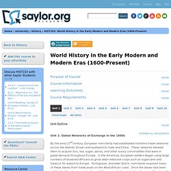 HIST103: World History in the Early Modern and Modern Eras (1600-Present)