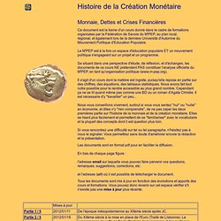 Histoire de la Création Monétaire : Monnaie, Dettes et Crises Financières
