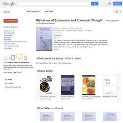 Historians of Economics and Economic Thought: The Construction of ... - Stephen Medema