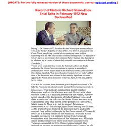 Record of Historic Richard Nixon-Zhou Enlai Talks in February 1972 Now Declassified