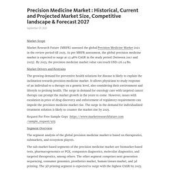 Precision Medicine Market : Historical, Current and Projected Market Size, Competitive landscape & Forecast 2027 – Telegraph