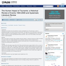 The Human Impact of Tsunamis: a Historical Review of Events 1900-2009 and Systematic Literature Review – PLOS Currents Disasters
