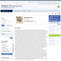 New Historicism - Literary and Critical Theory - Oxford Bibliographies