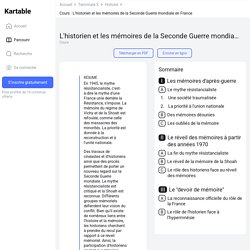 L'historien et les mémoires de la Seconde Guerre mondiale en France - TS - Cours Histoire