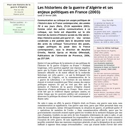 Les historiens de la guerre d'Algérie et ses enjeux politiques en France (2003)