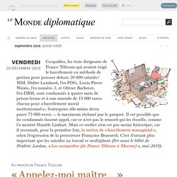 France Télécom, un verdict historique , par Danièle Linhart (Le Monde diplomatique, septembre 2019)