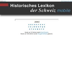 Historisches Lexikon der Schweiz (HLS) - Schweizer Geschichte
