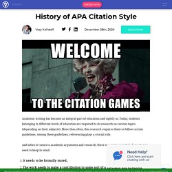 History of APA Citation Style