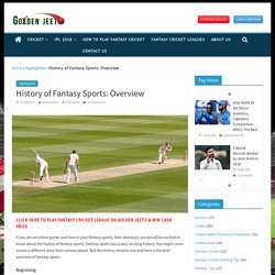 History Overview of Fantasy Sport