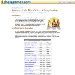 The History of the World Chess Championship