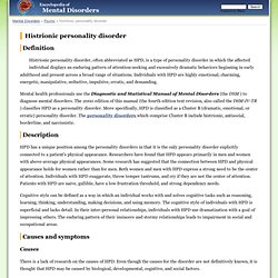 Histrionic personality disorder - causes, DSM, effects, therapy, adults, people, used, medication