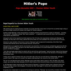 Hitler's Pope — Former Hitler Youth Elected Pope