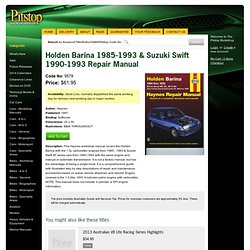 Holden Barina 1985-1993 & Suzuki Swift 1990-1993 Repair Manual (Australian Specification)