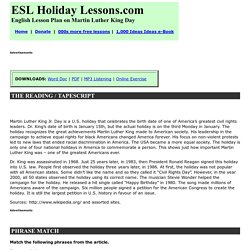 ESL Holiday Lessons.com: Martin Luther King Day