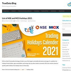 MCX Trading Holidays 2021