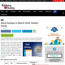 Bank holidays in March 2020: Details Inside