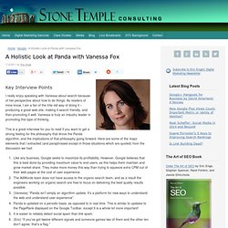 Ramblings About SEO » Blog Archive » A Holistic Look at Panda with Vanessa Fox