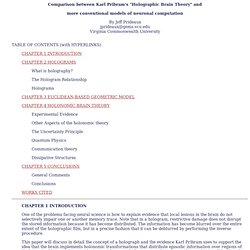 Comparison between Karl Pribram's "Holographic Brain Theory" and ore conventional models of neuronal computation