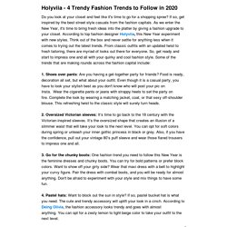 Holyviia - 4 Trendy Fashion Trends to Follow in 2020