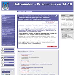 [Holzminden - Prisonniers en 14-18] La Belgique sous l'occupation Allemande