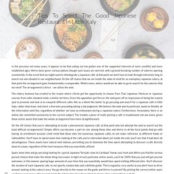 Tips To Select The Good Japanese Restaurant In Little Italy