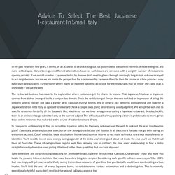 Advice To Select The Best Japanese Restaurant In Small Italy