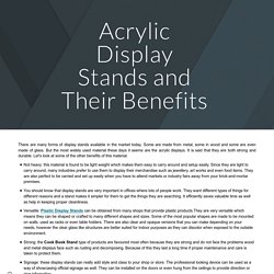 Acrylic Display Stands and Their Benefits