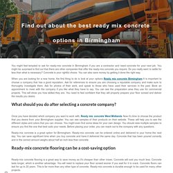 Find out about the best ready mix concrete options in Birmingham