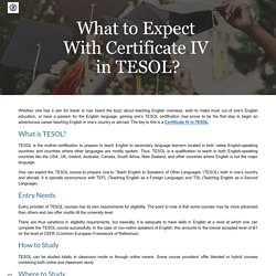 What to Expect With Certificate IV in TESOL?