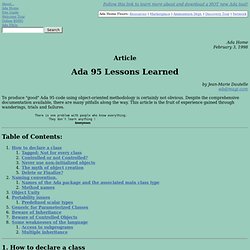Article: Ada 95 Lessons Learned