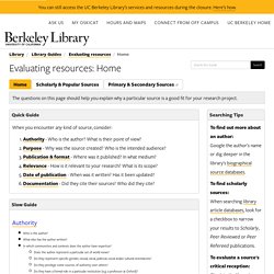 Home - Evaluating resources - Library Guides at UC Berkeley