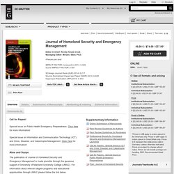 Journal of Homeland Security and Emergency Management