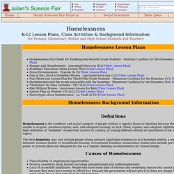 Homelessness Lesson Plans and Background Information