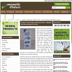 Homeopathic Medicine And Remedies For Cataract, Remedies For Irritated Eyes - HomeopathicProduct.com
