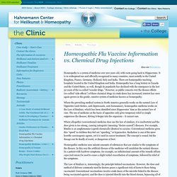 Homeopathic Flu Vaccine Information vs. Chemical Drug Injections / Clinic / Hahnemann Center for Heilkunst & Homeopathy