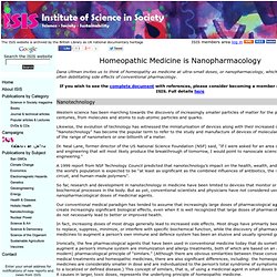 Homeopathic Medicine is Nanopharmacology