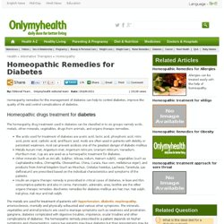 Homeopathic Remedies and Treatment for Diabetes