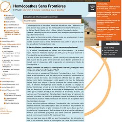 Situation de l’homéopathie en Inde - Homéopathes Sans Frontières - France
