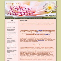 Article Reiki - Clinique Marc Bleuze - Homéopatie - Hypnothérapie