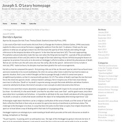 Joseph S. O'Leary homepage: Derrida's Aporias