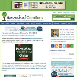 Homeschool Curriculum Choices for 2012-2013 - Homeschool Creations
