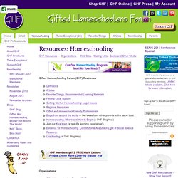 Resources: Homeschooling - Gifted Homeschoolers Forum